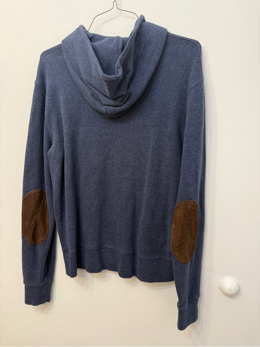 Polo by Ralph Lauren Navy Hoodie with Brown Suede Elbow Patches